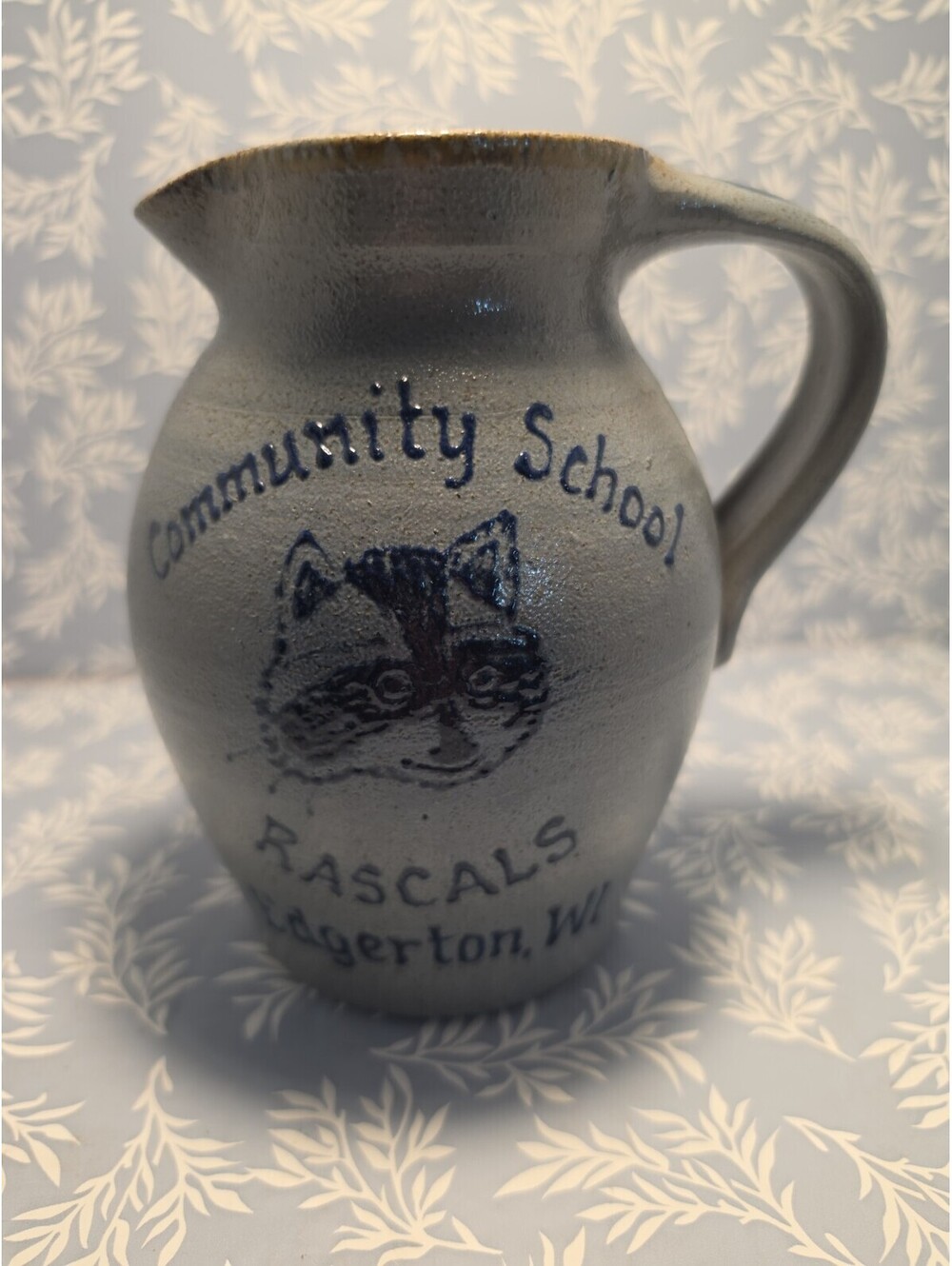 1994 Rockdale Stoneware Pitcher Edgerton, Wi. Community School "Rascal"